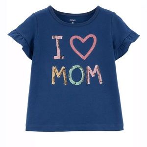 Carter’s Baby Girl Sequin I Love Mom Jersey Shirt